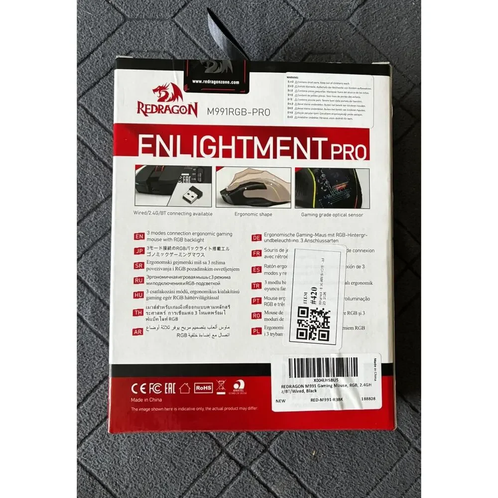 Red Dragon Enlightenment Pro M991 Wireless Gaming Mouse Black 26,000 DPI